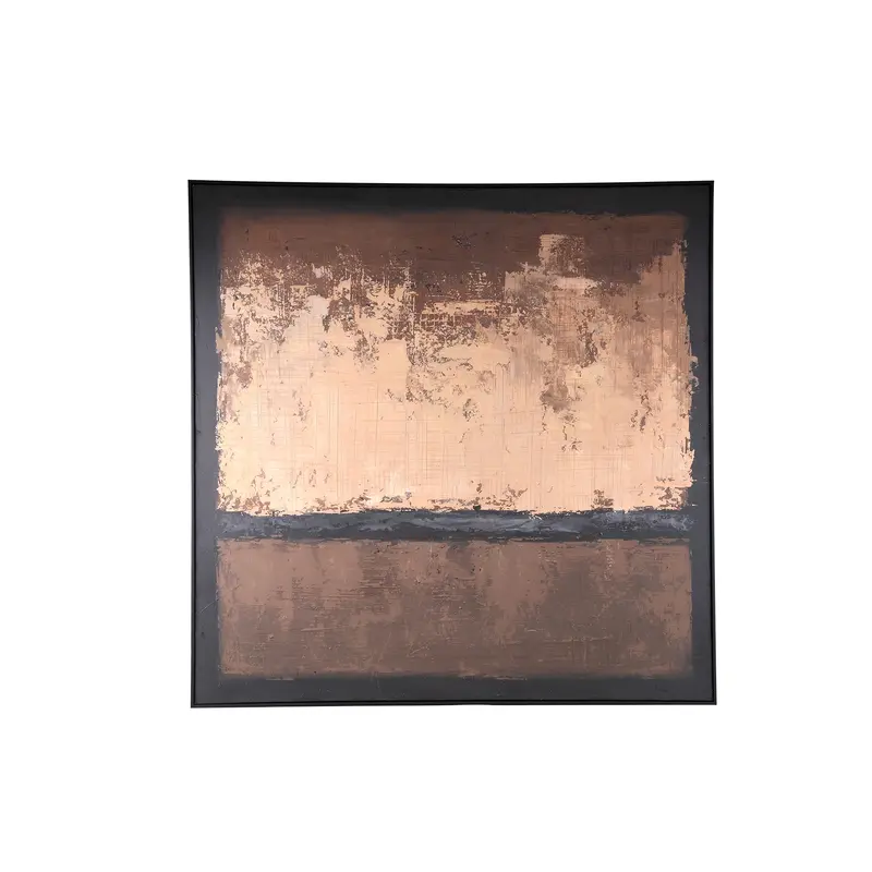 Asante Brown canvas painted wallpanel square frame PTMD