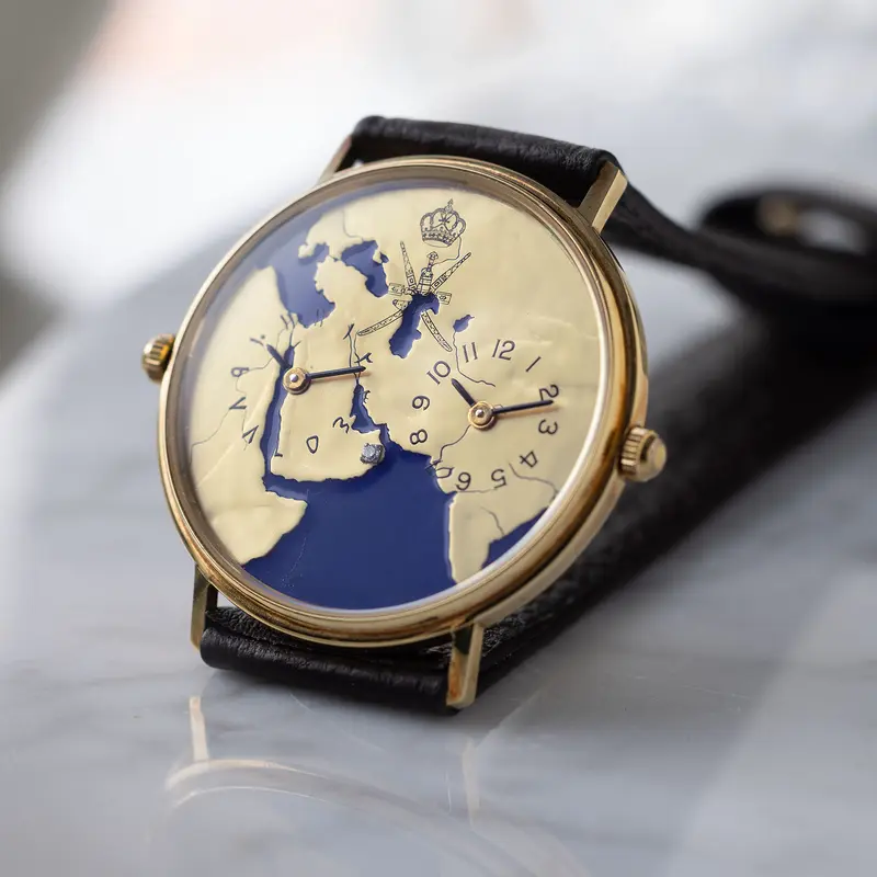 ASPREY LONDON Zwei Zeitzonen mit Emaille KHANJAR Zifferblatt