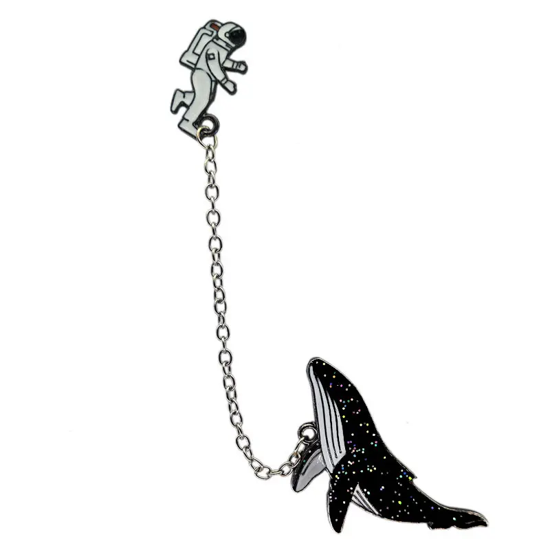 Astronaut and Whale Collar Pin Set