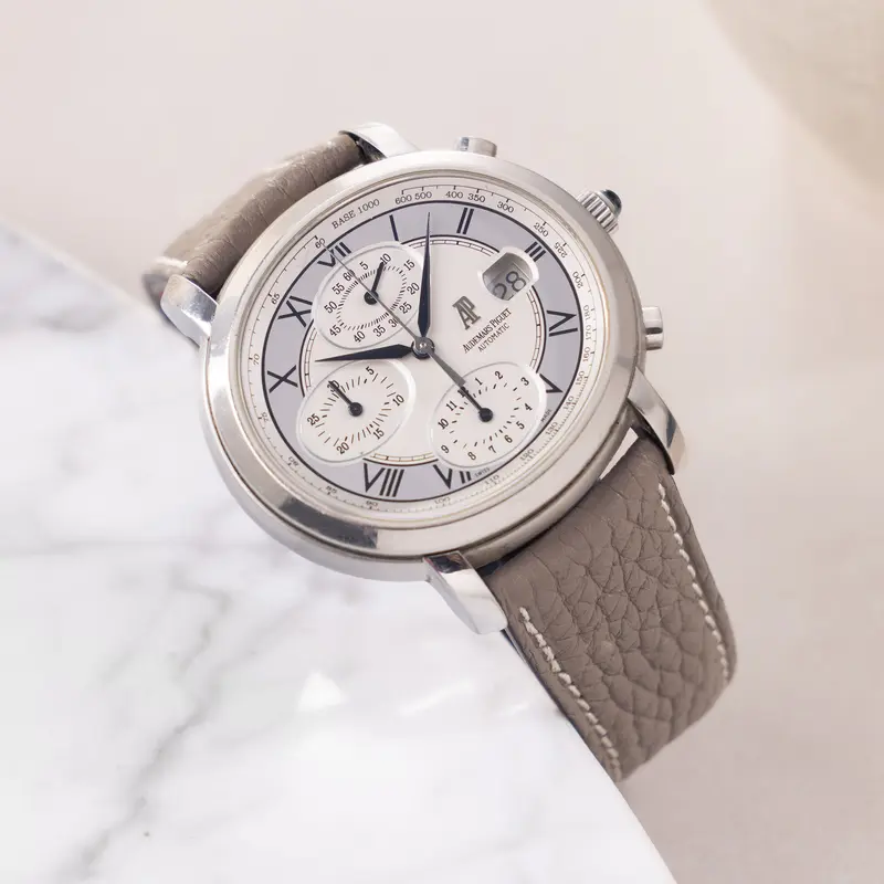 Audemars Piguet Millenary Chronograph ref 25822ST two -tone silver dial with box