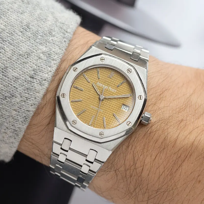 AUDEMARS PIGUET ROYAL OAK 14790ST CARAMEL TROPICAL Zifferblatt Mit Papieren