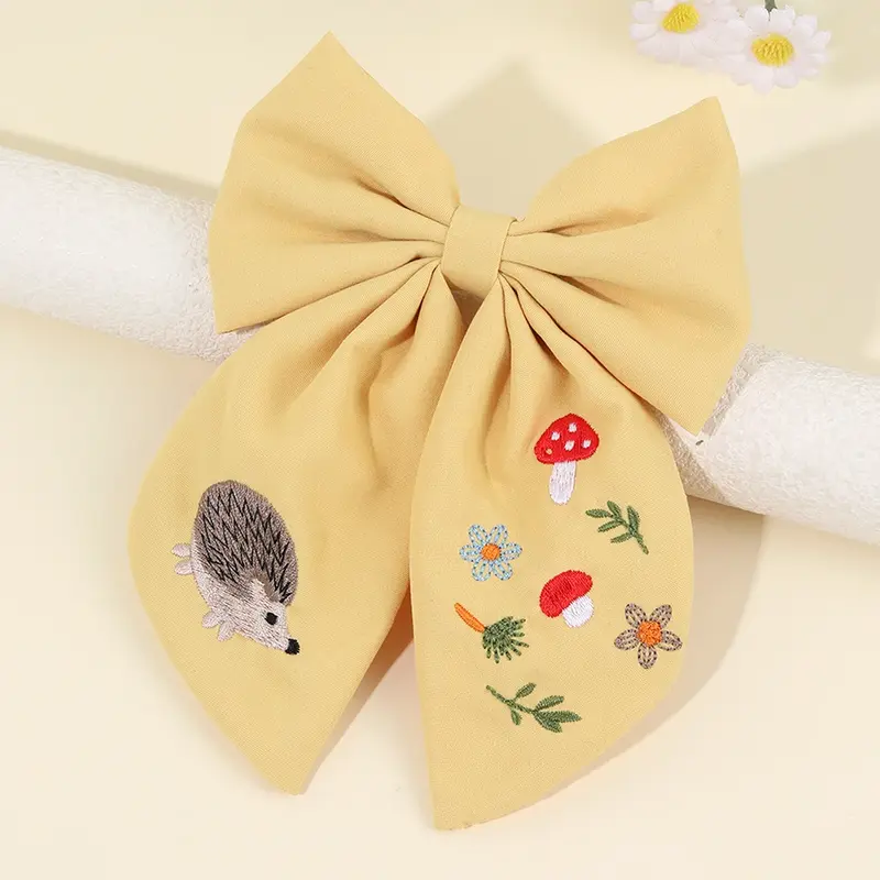 Autumn Theme Embroidered Hair Bow