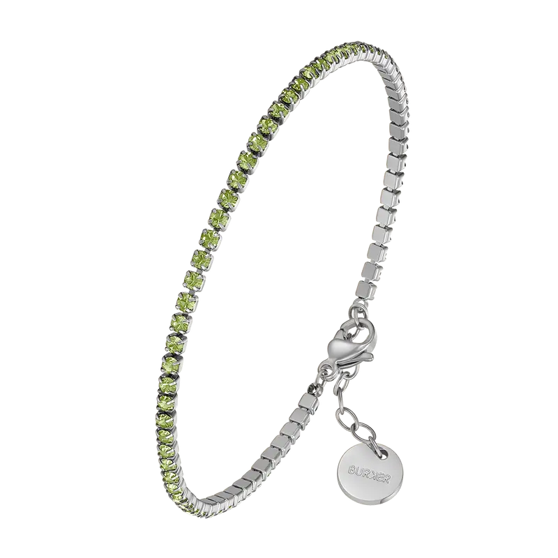 Ava Petite Silver Olive Green Bracelet