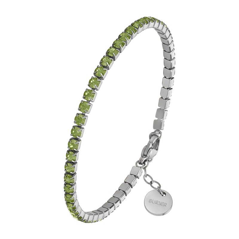 Ava Silver Olive Green Bracelet