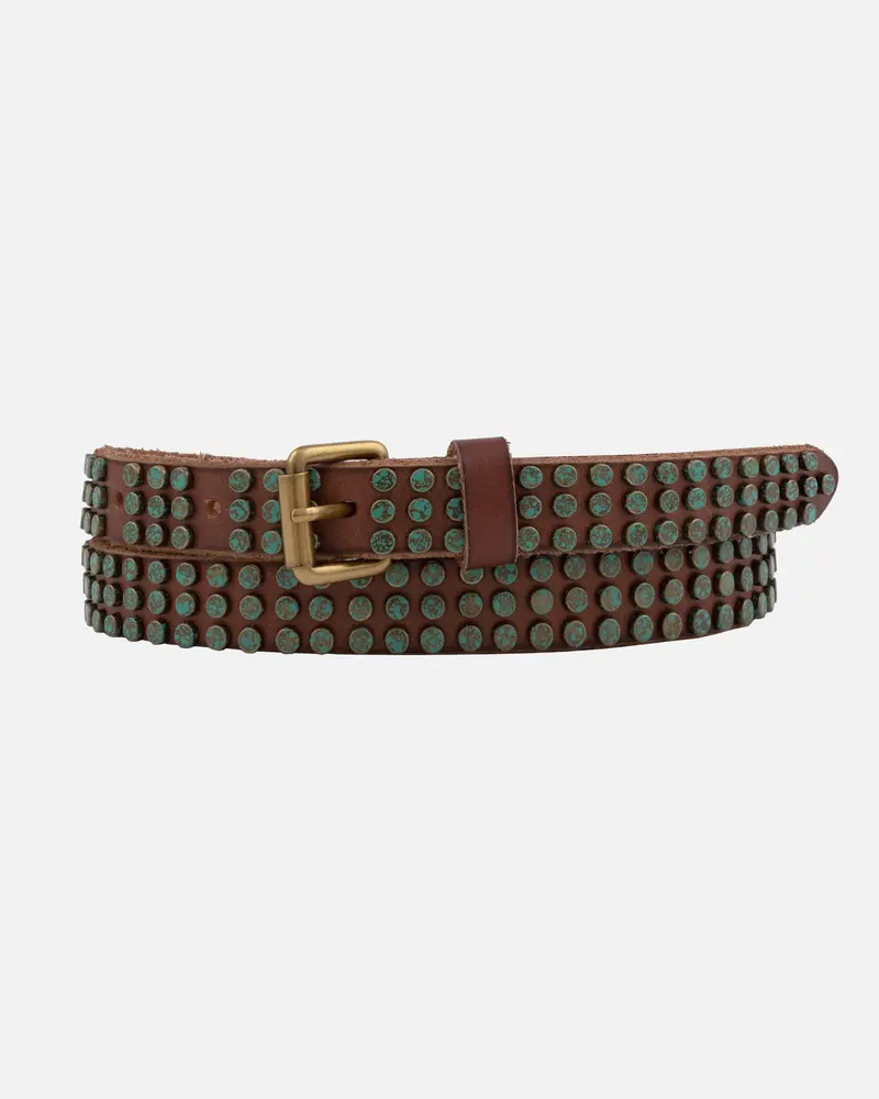 Azra │ Leren Riem met Turquoise Patina Studs
