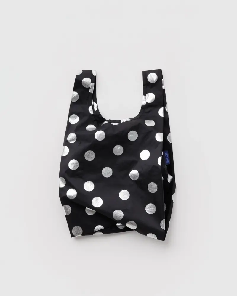 Baby Reusable Bag - Silver Metallic Polkadot