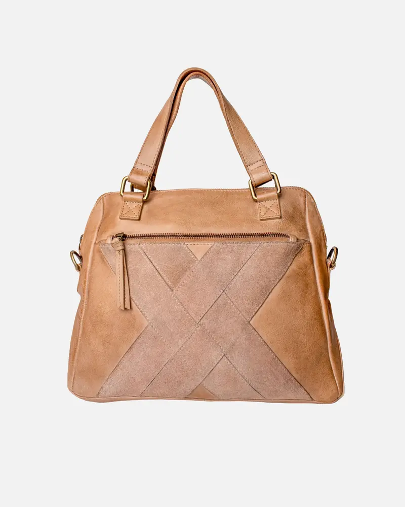 Bakel │ Leren Handtas met suede accenten