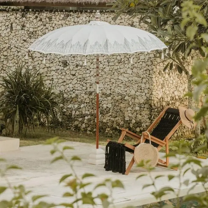 Bali Parasol - Half Zilver Crème - 280cm