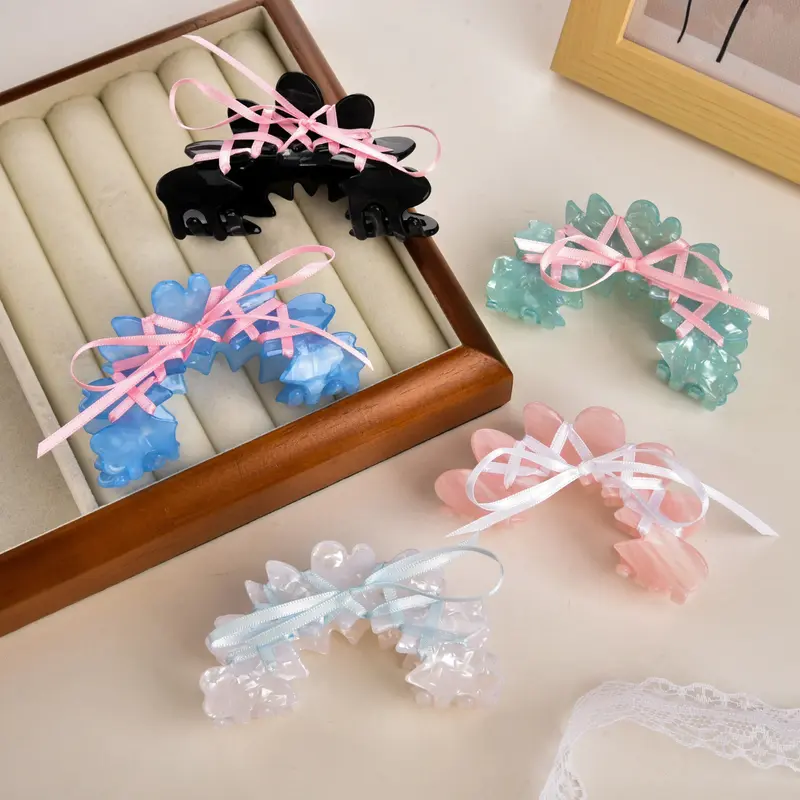 Ballet Style Ribbon Acrylic Hair Claw Clip (5 Colours)