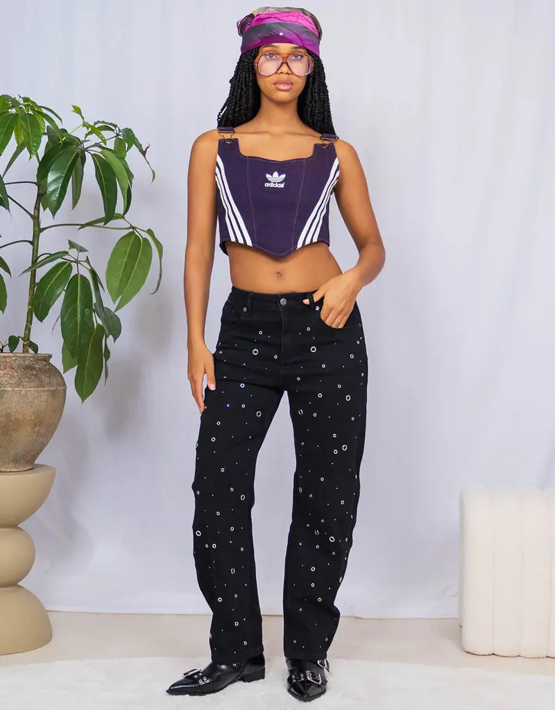 Balloon fit studded jeans