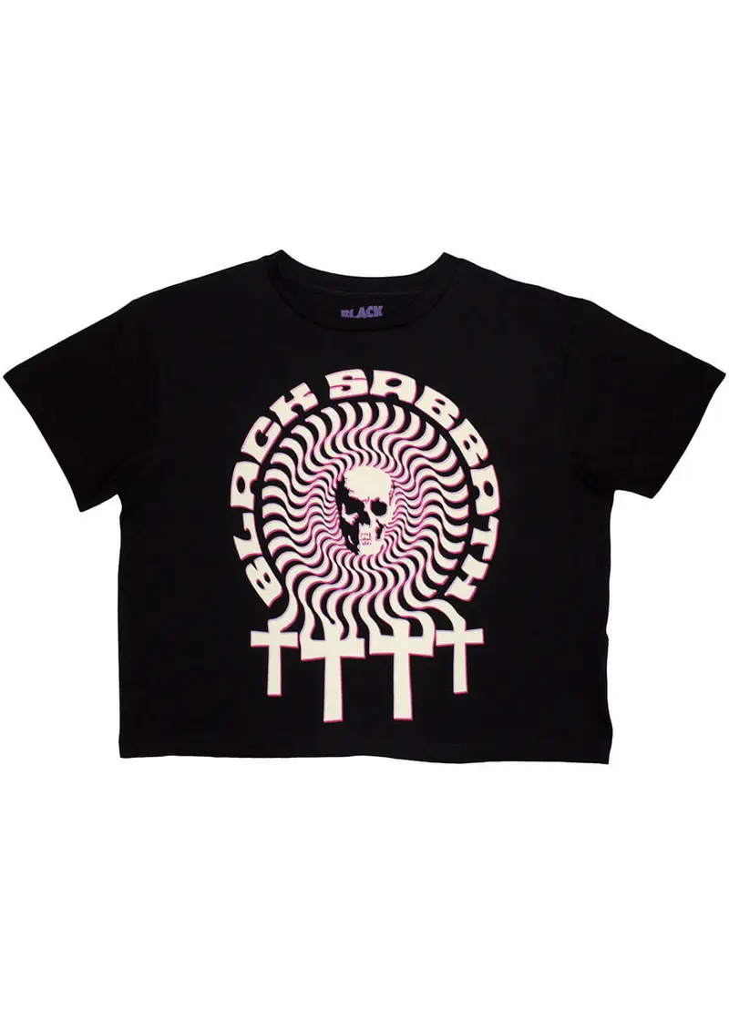 Band Shirts Black Sabbath Hypnotic Skull Crop Girly Black