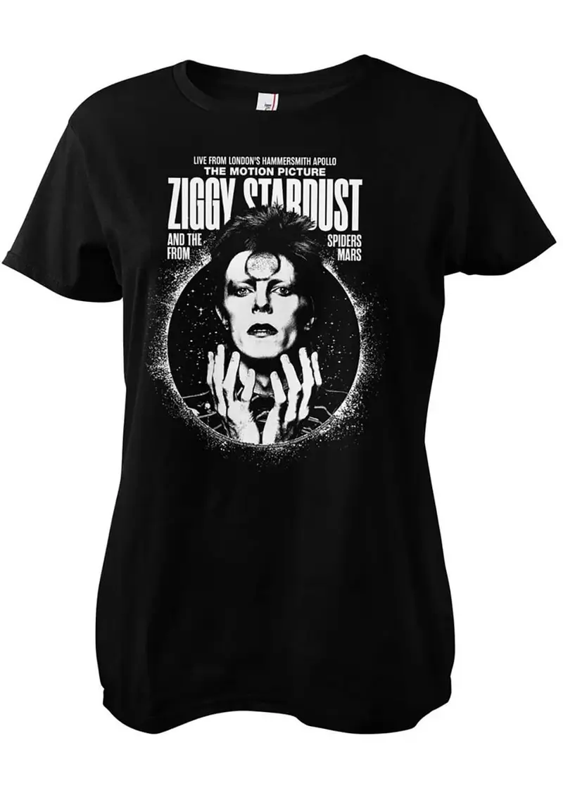 Band Shirts David Bowie Ziggy Stardust Girly T-Shirt Black