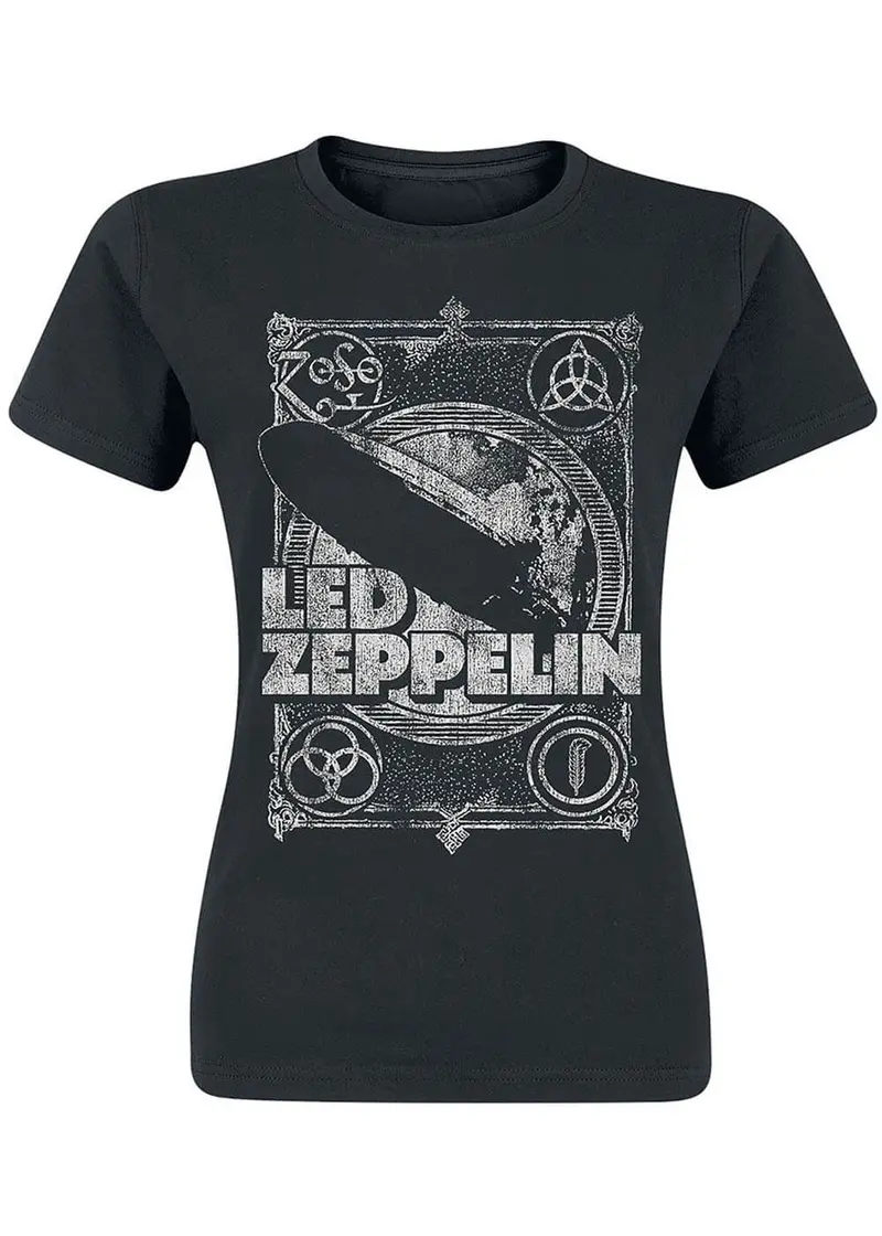 Band Shirts Led Zeppelin Vintage Girly T-Shirt Black