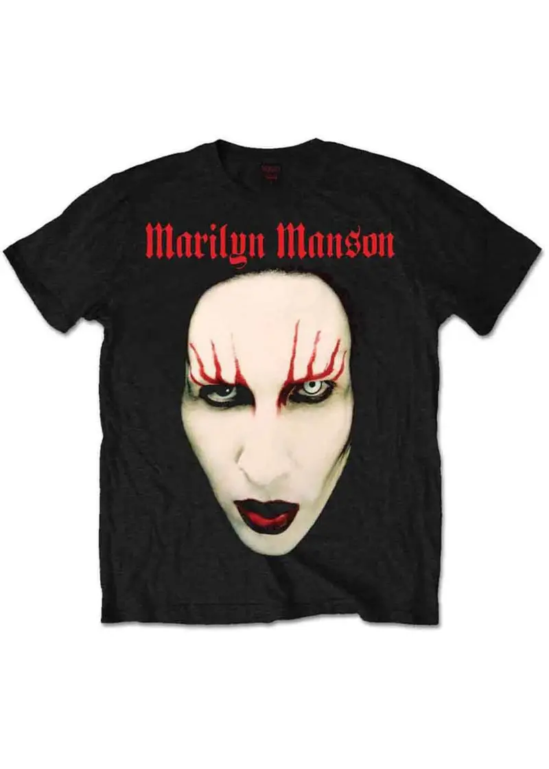 Band Shirts Marilyn Manson Red Lips T-Shirt Black