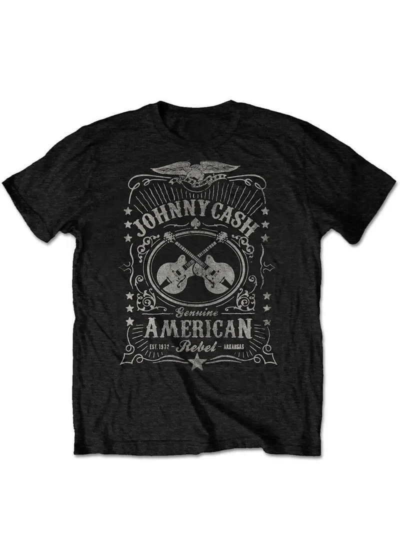 Band T-Shirts Johnny Cash American Rebel T-Shirt Black