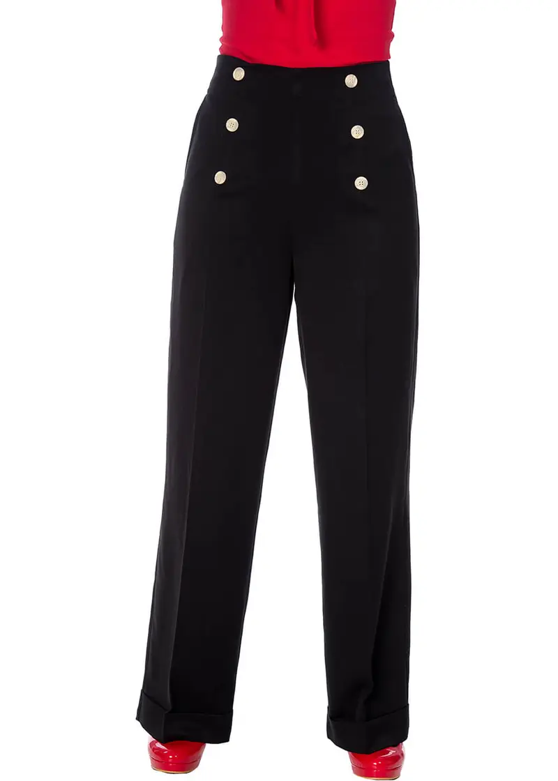 Banned Adventures Ahead 40s Trousers Black