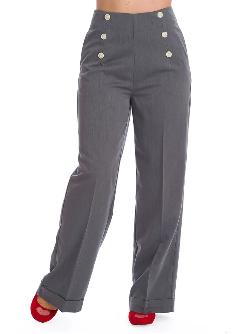 Banned Adventures Ahead 40s Trousers Grey
