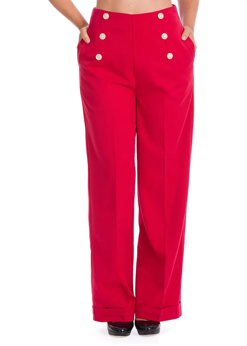 Banned Adventures Ahead 40s Trousers Red