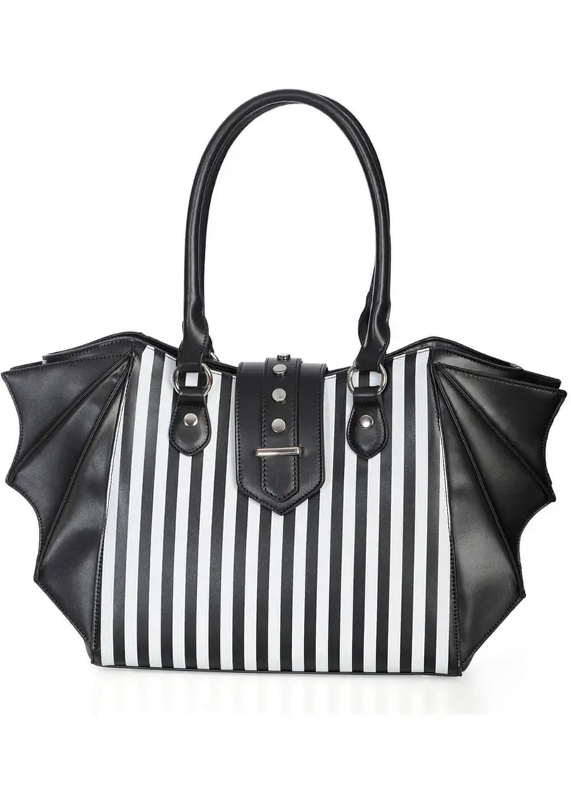 Banned Alternative Annabella Batwing Shoulder Bag Black White