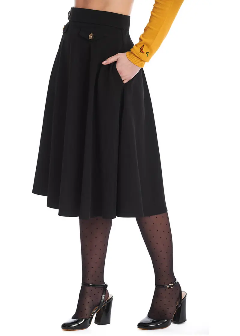 Banned Book Club 50s Swing Skirt Black