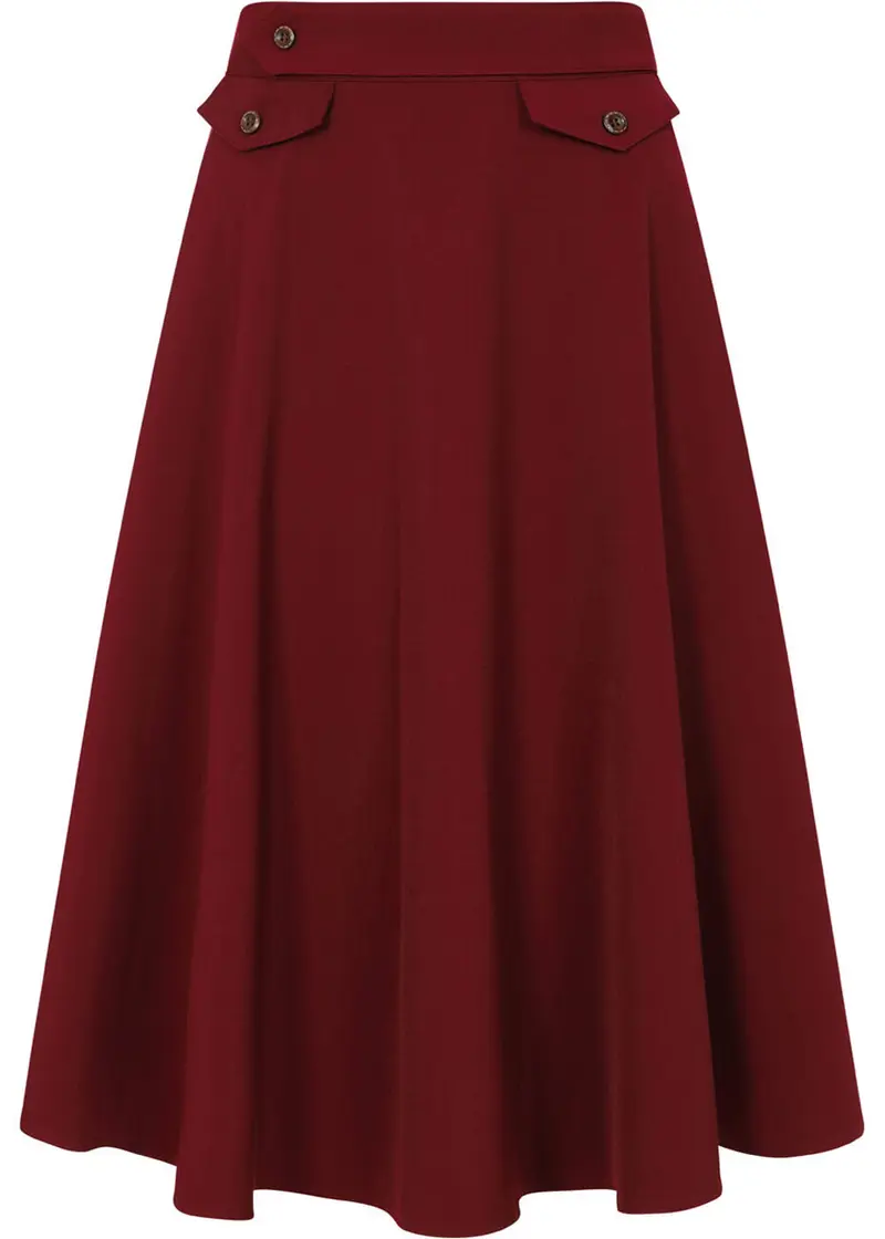 Banned Book Club 50s Swing Skirt Burgundy