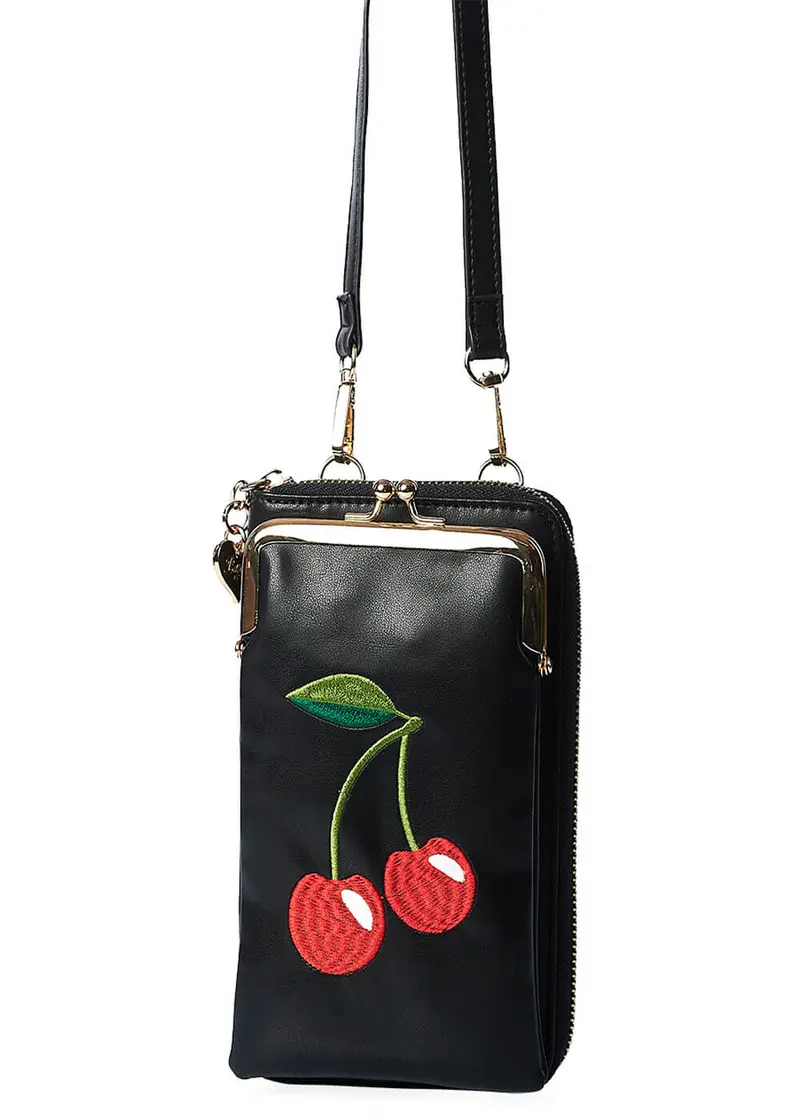 Banned Cherry Pie Phone Shoulder Bag Black