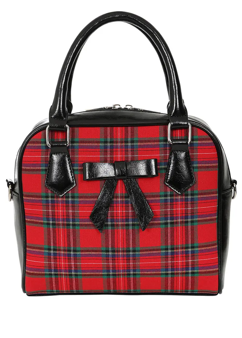 Banned Chic Charlotte Tartan Handbag Red