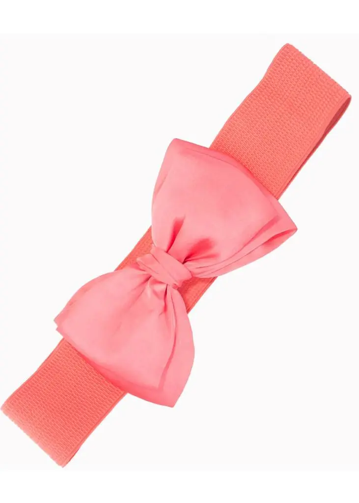 Banned Maria Bow Retro 50's Elastic Belt Coral