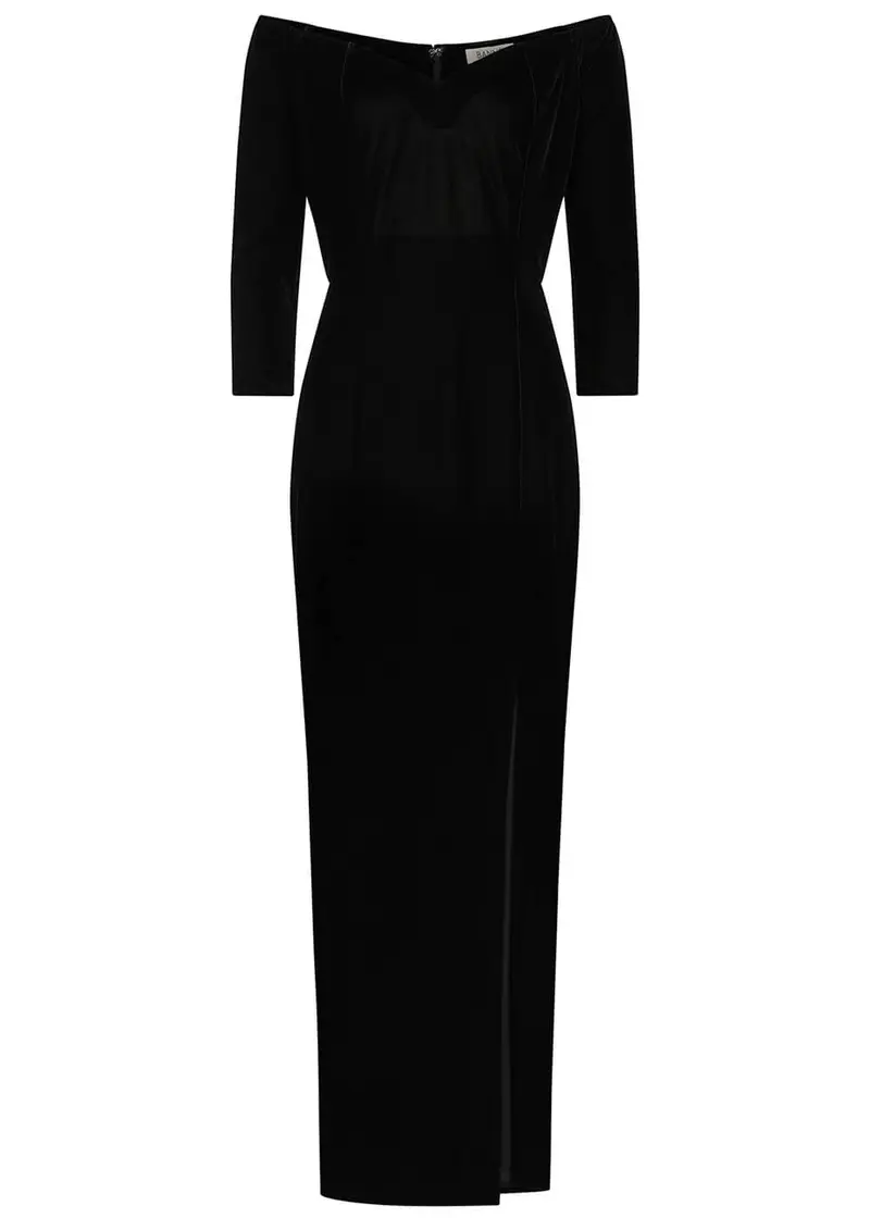 Banned Retro Amalia Velvet 50s Maxi Dress Black