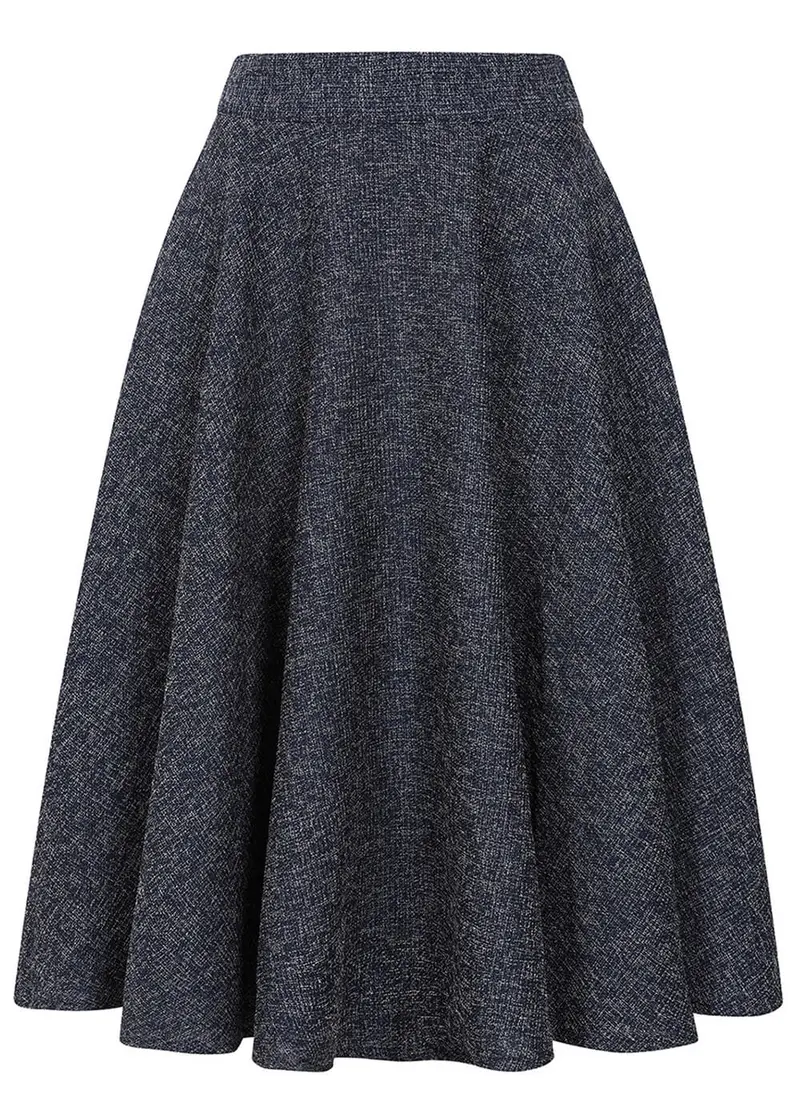 Banned Retro Cary Texture 50's Swing Skirt Navy