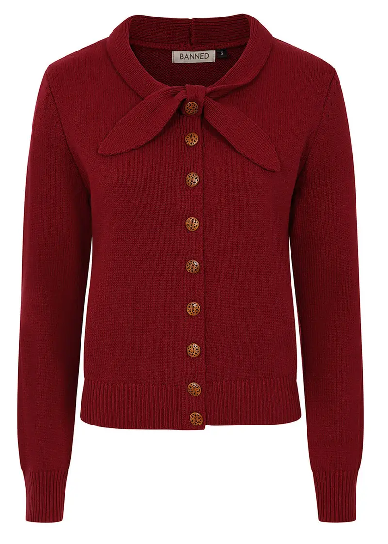 Banned Retro Katy Knot Cardigan Bordeaux
