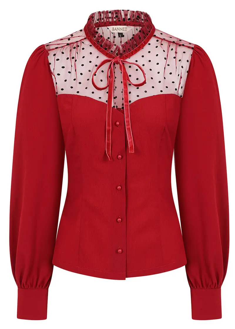 Banned Retro Luna Blouse Bordeaux