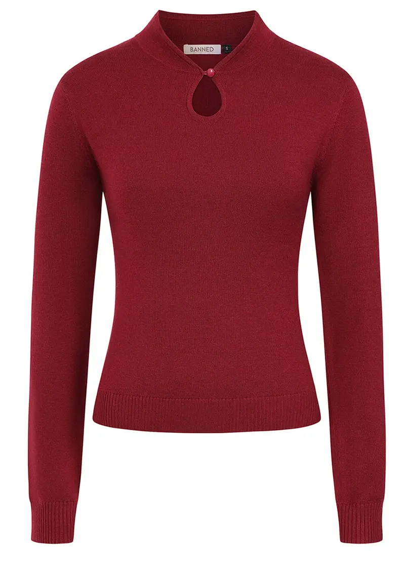 Banned Retro Mara 40's Knitted Sweater Burgundy