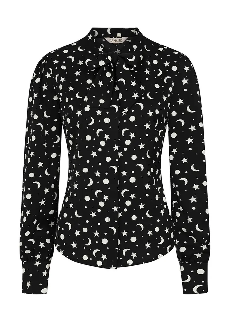 Banned Retro My Moon & Stars Blouse Black