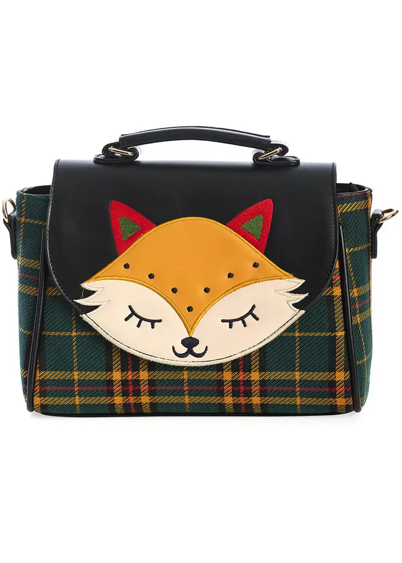 Banned Scandi Fox Head Handbag Black