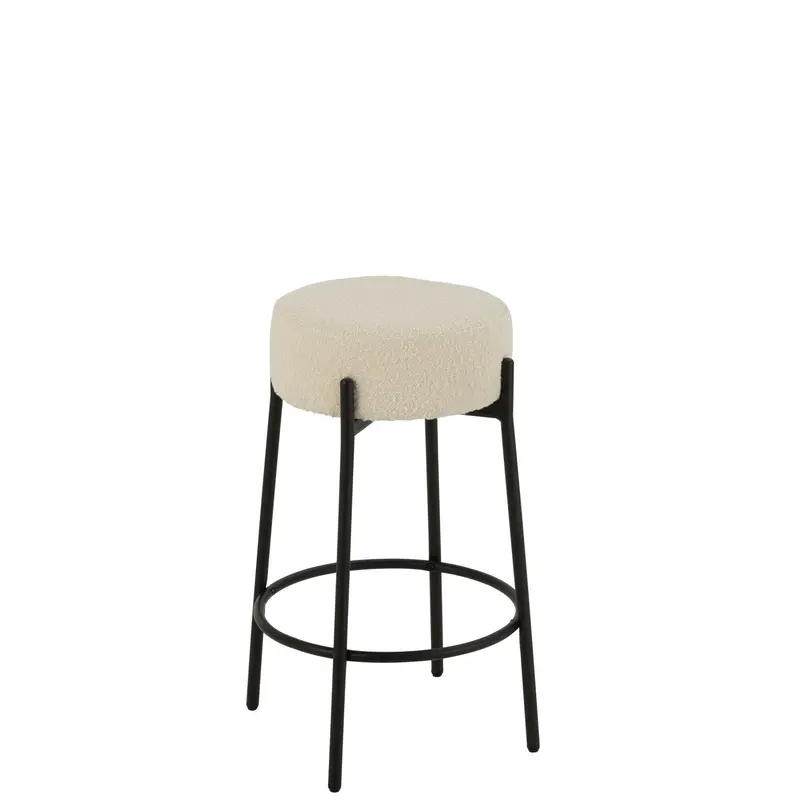 Barkruk Boucle Multiplex/Polyester Wit/Zwart J-Line