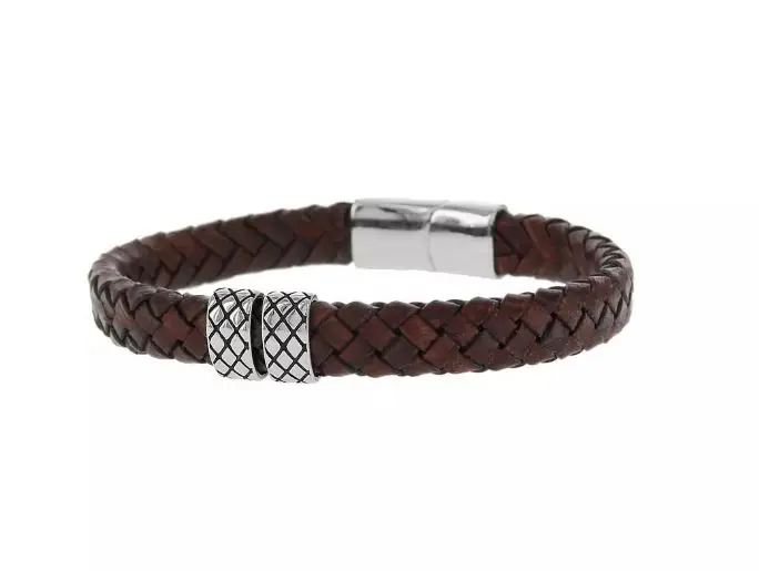 BARONG BARONG BB0060 Woven Leather elements armband (21cm)