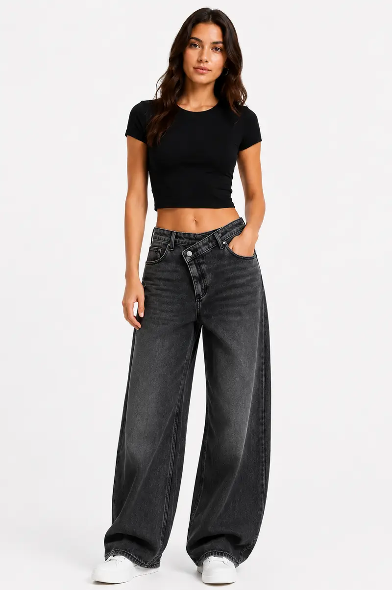 Barrel Jeans – low rise grey