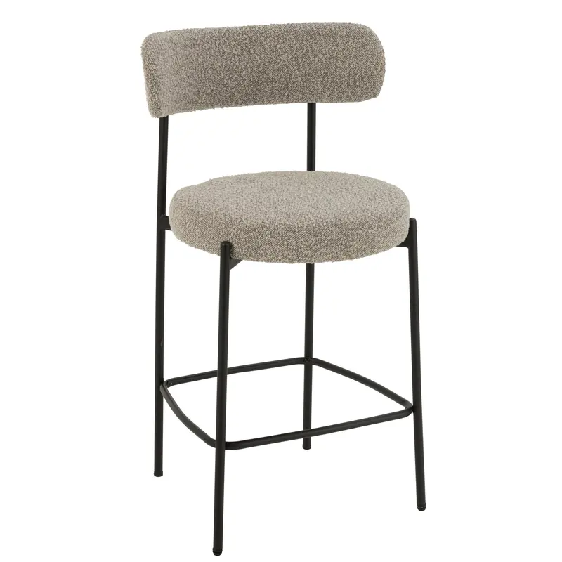 Barstoel Boucle Multiplex/Polyester Grijs/Zwart J-Line