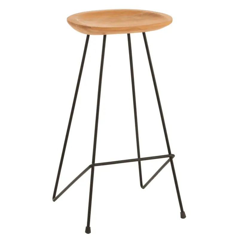 Barstoel Teak Hout/IJzer Naturel J-Line