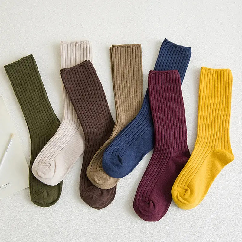 Basic Colour Rib Crew Socks (10 colours)