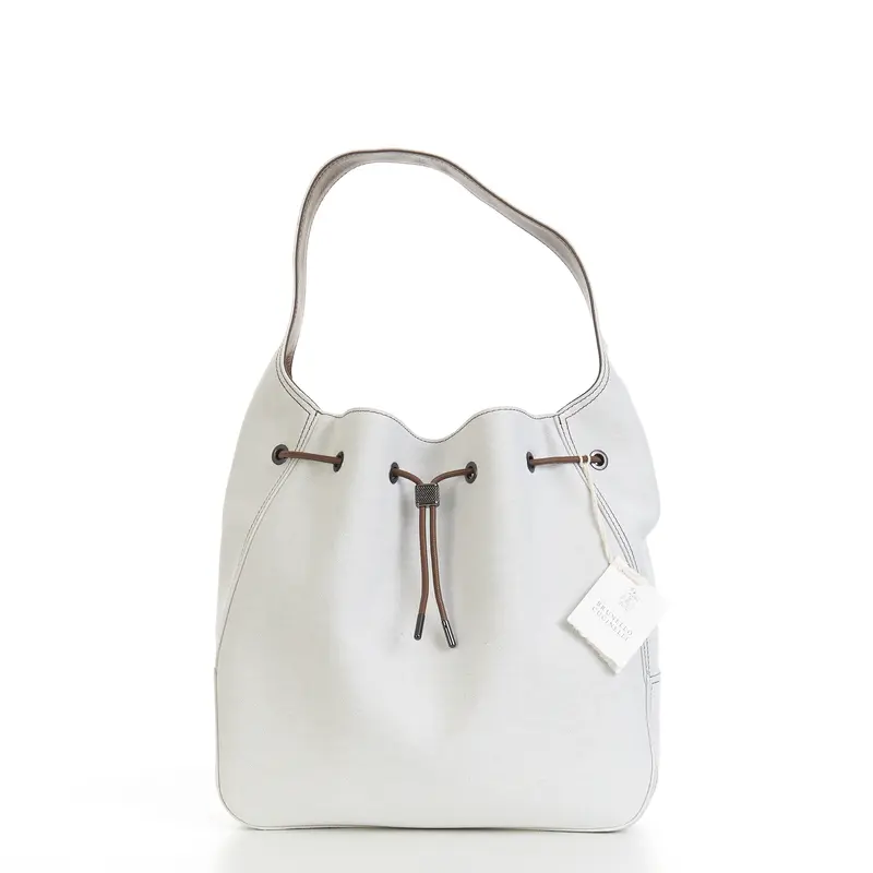 BC Duo Bucket Bag In Cotton And Linen Gabardine With Monili