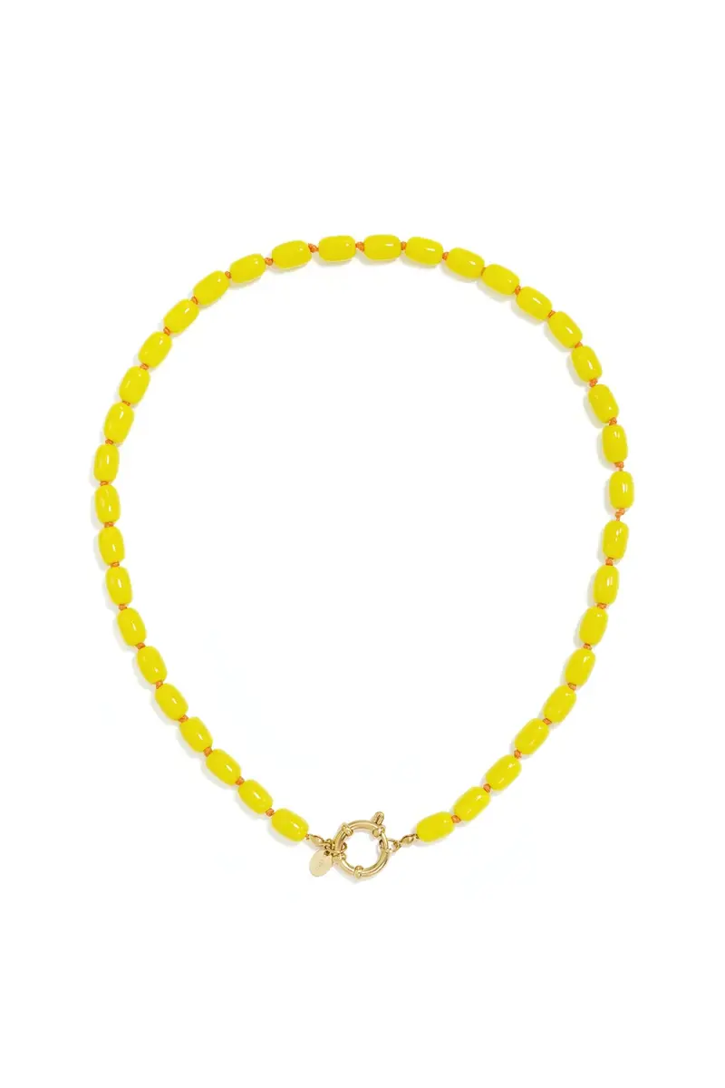 Beaded necklace geel