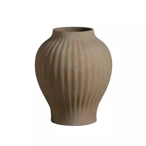 Beautii Pot Vezelcement Bruin Geribbeld Small PTMD