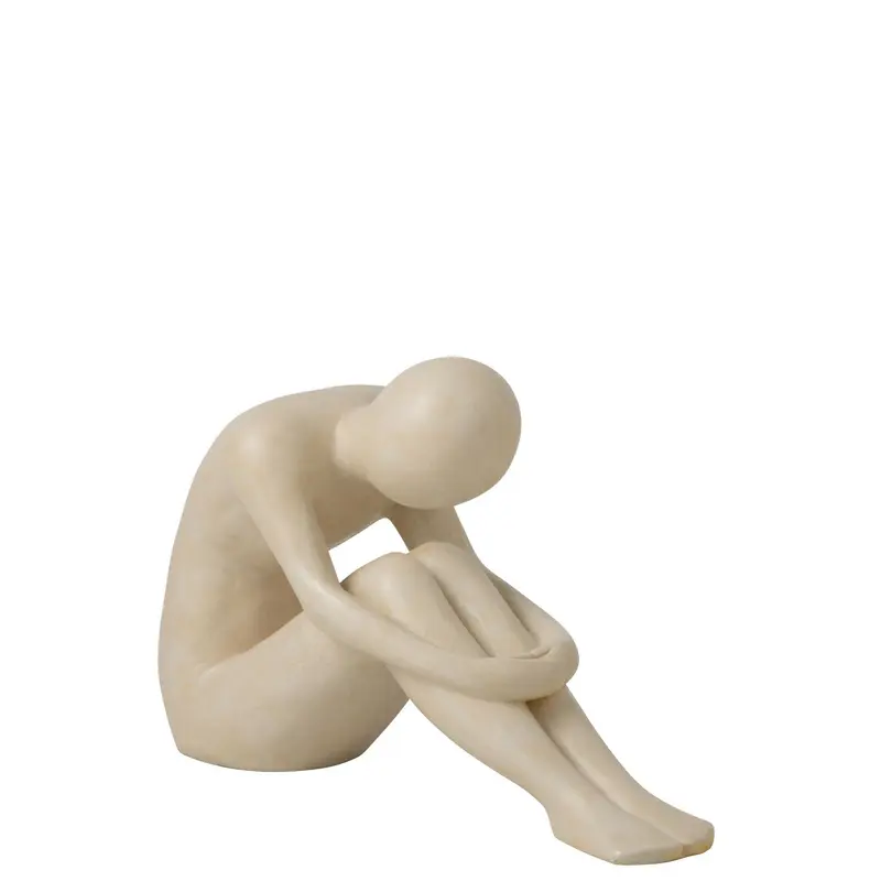 Beeld Abstracte Man Polyresin Gebroken Wit H38cm J-Line