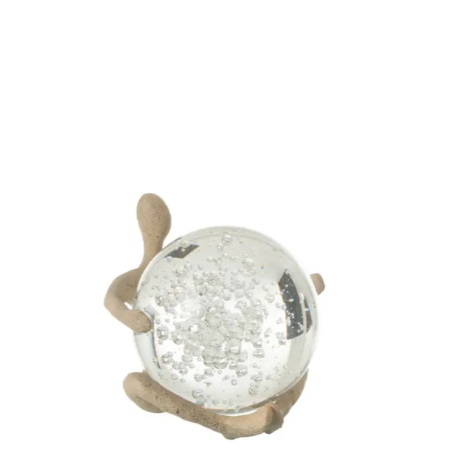 Beeld Bal Resin/Kristal Beige