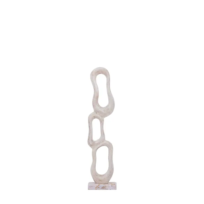 Beeld Camare Abstract Design Gegoten Aluminium Beige Small PTMD