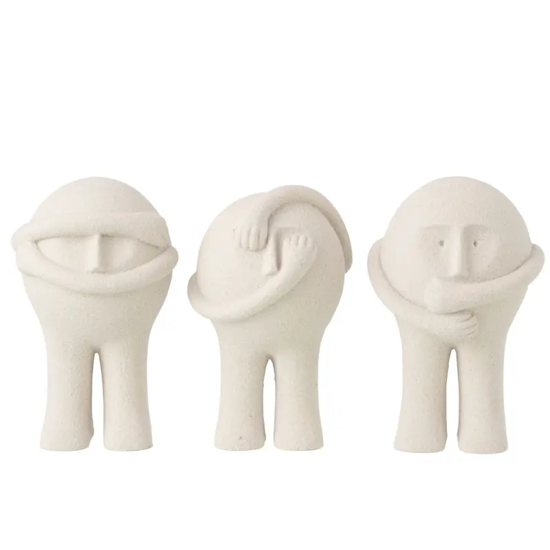Beeldje Bollie Hars Lichtgrijs Large Assortiment Van 3 J-Line