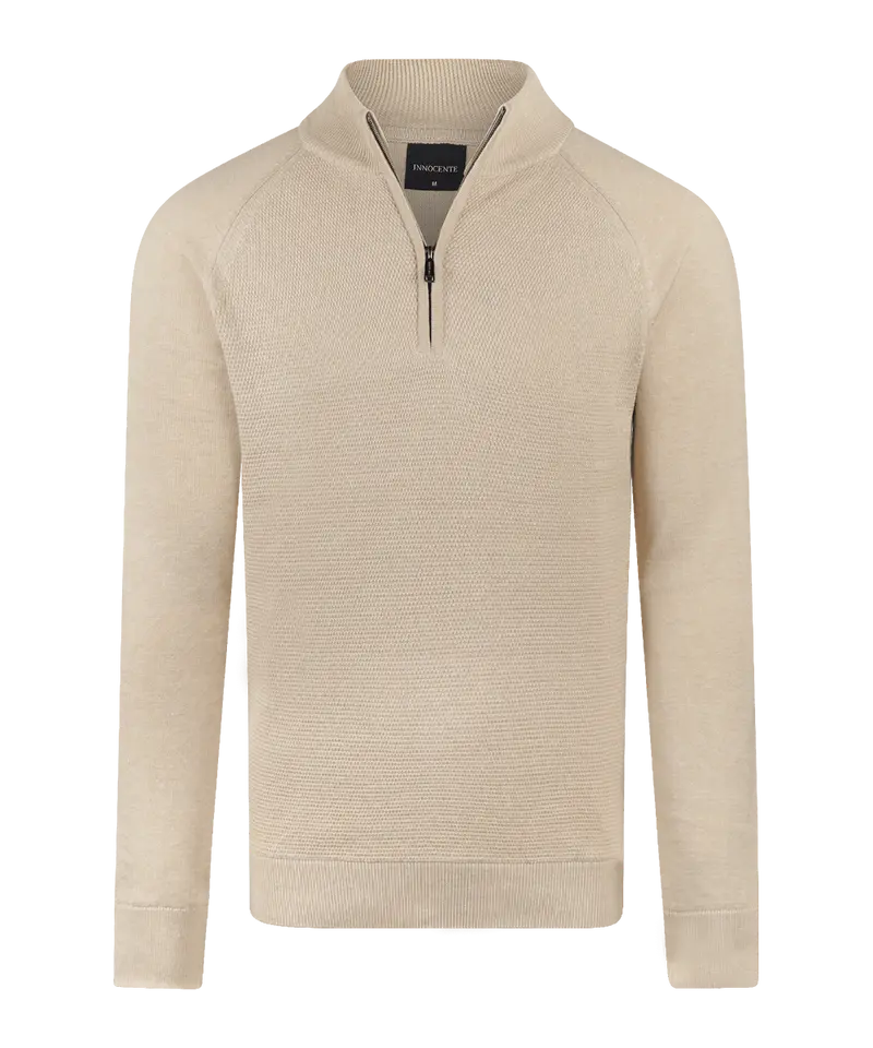 Beige half-zip met structuur
