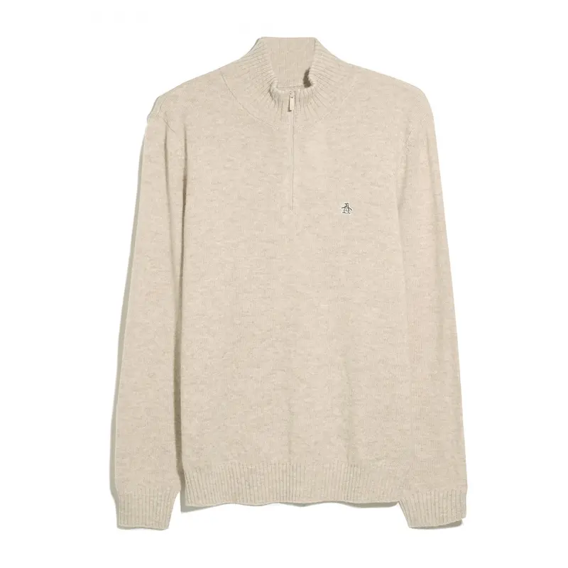 Beige halflange zip van lamswol van Original Penguin